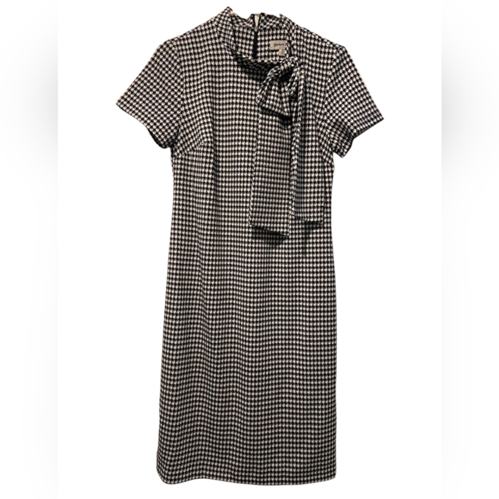 Elegant Black and White Houndstooth Dress NWOT